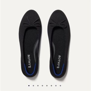 Rothys The Ballet Flat 8 Bow Black Knit Shoes Round Toe Slip On